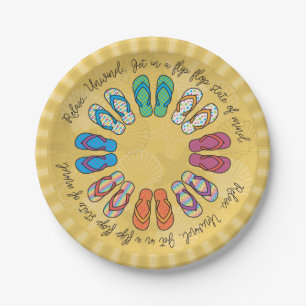 Flip Flop Bright Paper Plates