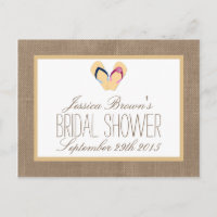 Flip-Flop Burlap Beach Bridal Shower Recipe Card