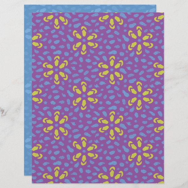 Flip-Flop Flowers Scrapbook Paper (Front/Back)