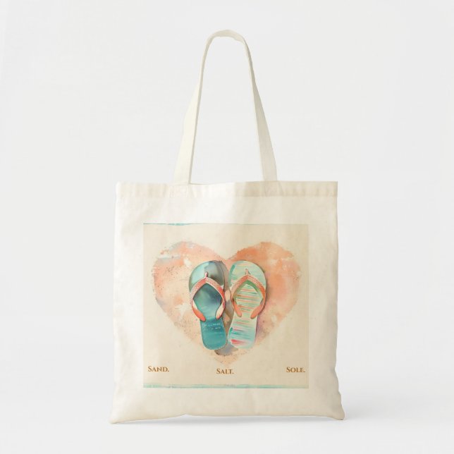 Flip Flop Heart Beach Tote – Coastal Summer Bag (Front)