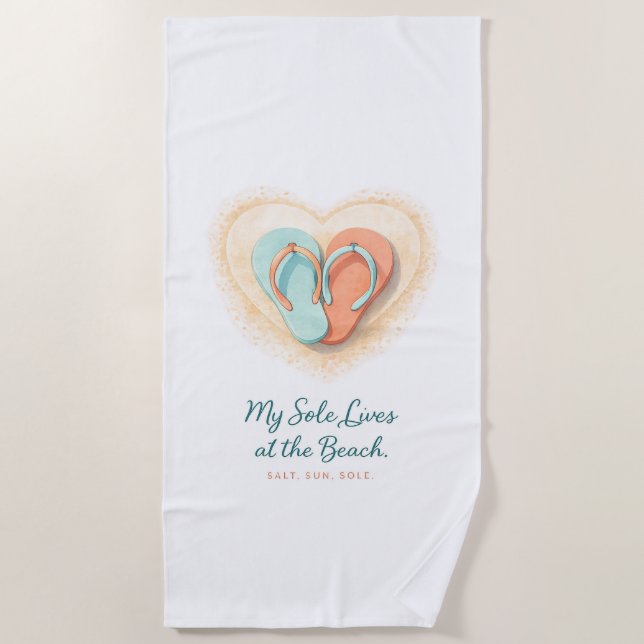 Flip Flop Heart Beach Towel – Salt Sun Sole (Front)