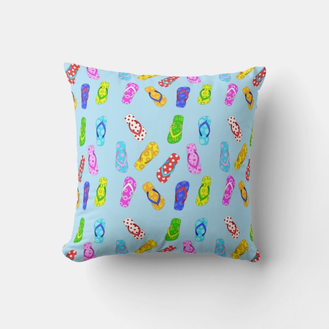 Flip Flop Pattern Blue Throw Pillow (Front)