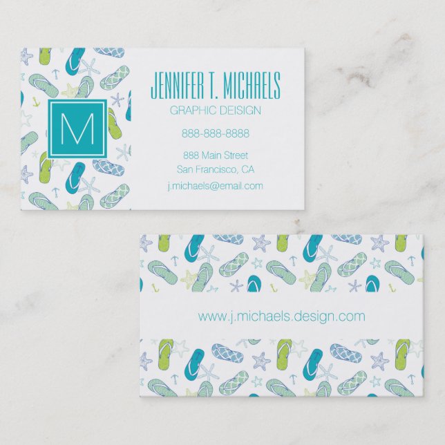 Flip Flop Pattern Business Card (Front/Back)