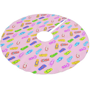 Flip Flop Pattern Pink Christmas Brushed Polyester Tree Skirt