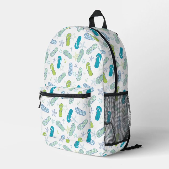 Flip Flop Pattern Printed Backpack (Back Corner Right)