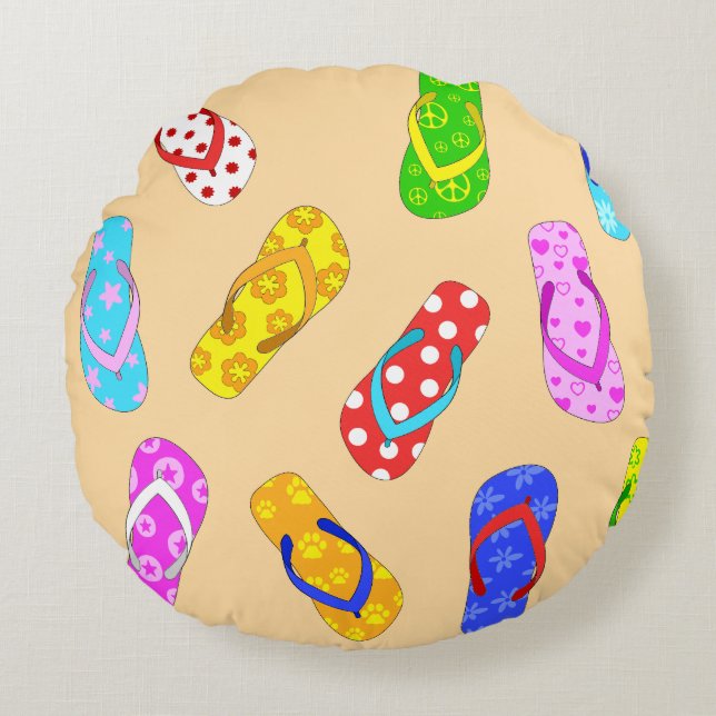 Flip Flop Pattern Round Pillow (Front)