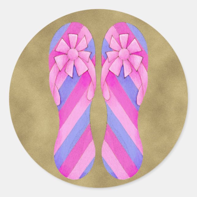 Flip Flop Pink Stripes Sticker (Front)