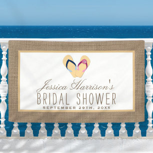 Flip-Flop Sand Beach Burlap Bridal Shower Banner