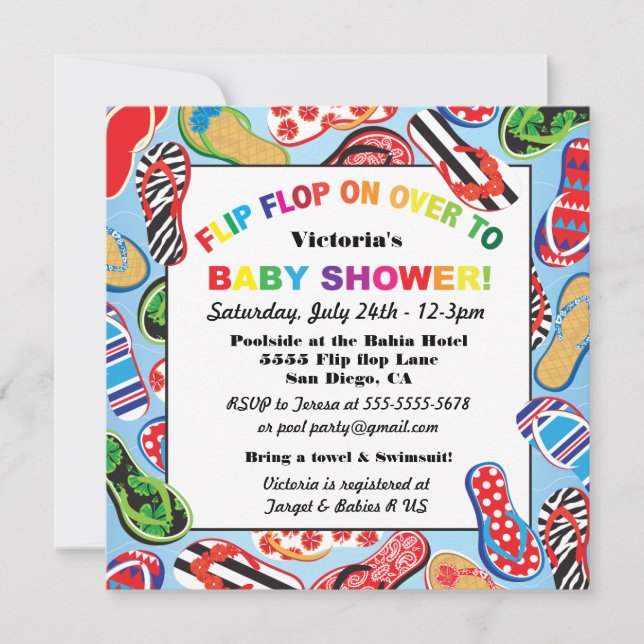 Flip Flop Sandal Baby Shower Invitations (Front)