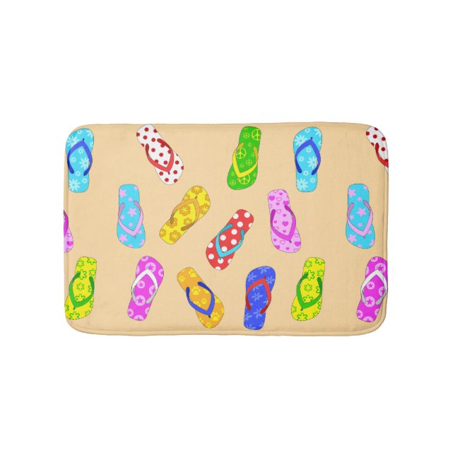Flip Flop Sandals Pattern Cute Beach Theme Bath Mat (Front)