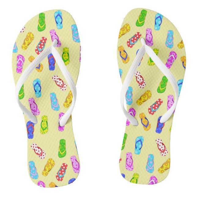 Flip Flop Sandals Pattern Yellow (Footbed)
