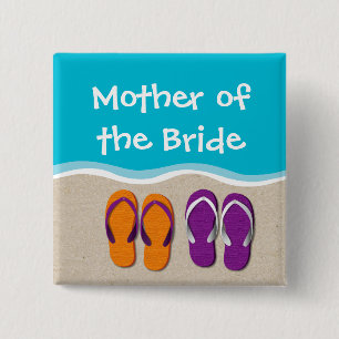 Flip Flop Wedding on the Beach Bridal Party 15 Cm Square Badge
