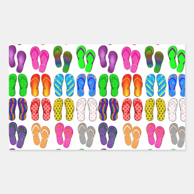 Flip Flopping Along Rectangular Sticker (Front)