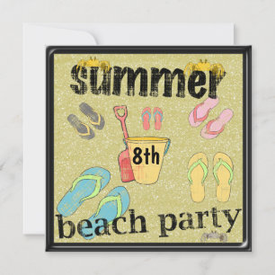 Flip Flops 8th Birthday Summer Beach Party Invitation