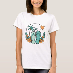 Flip Flops and Palm Trees Summer Beach Vibes T-Shirt