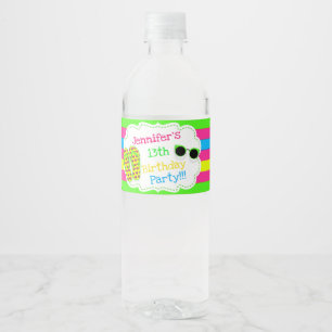 Flip Flops and Sunglasses Beach Party Fun Water Bottle Label