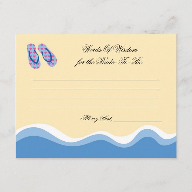 Flip Flops Beach Bridal Advise Card (Front)