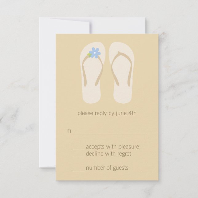 Flip Flops Beach Wedding RSVP Cards - Blue (Front)