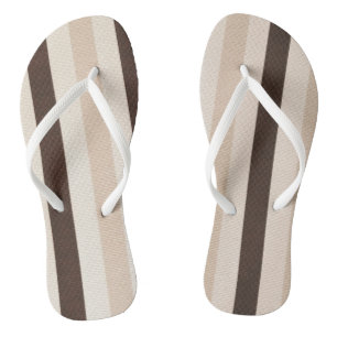 Flip Flops Beige Brown White Stripe
