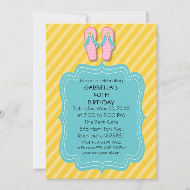 Flip Flops Birthday Party Invitation (Front)