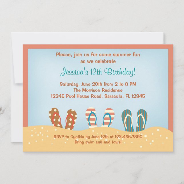 Flip Flops Birthday Party Invitation (Front)