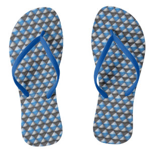 Flip Flops - Blue and Black Diamond Shapes