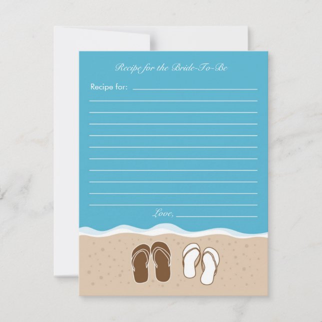Flip Flops Bridal Shower Recipe Card (Front)