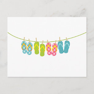 Flip-Flops ClothesLine Postcard