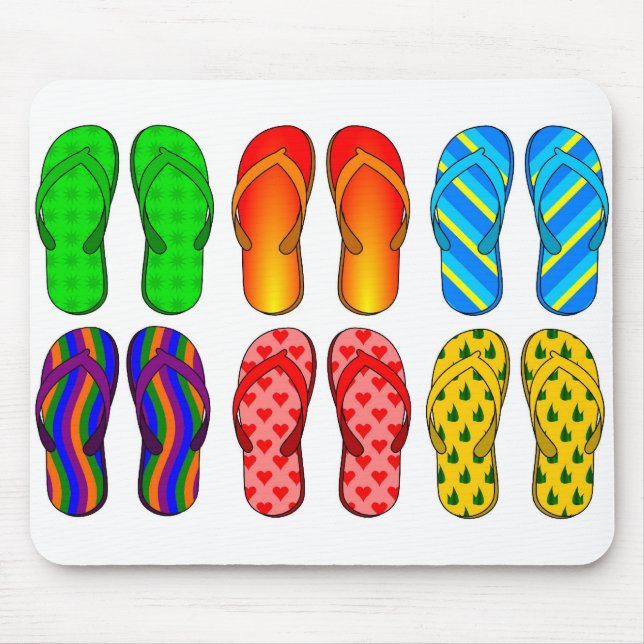 Flip Flops Colourful Fun Beach Theme Summer Gifts Mouse Pad (Front)