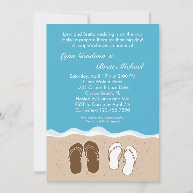 Flip Flops Couple's Bridal Shower Invitation (Front)