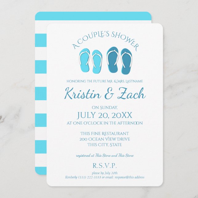 Flip Flops Couple's Shower Invitation (Front/Back)