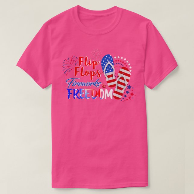 Flip Flops Fireworks Freedom 4 th of July Patrioti T-Shirt (Design Front)
