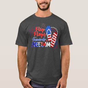 Flip Flops Fireworks Freedom 4 th of July Patrioti T-Shirt