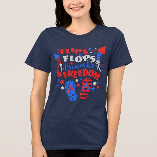 FLIP FLOPS FIREWORKS & FREEDOM Firecrackers Tri-Blend Shirt (Front)