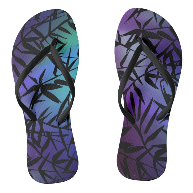 Flip Flops for Men with Dark Leafy Sky (Footbed)