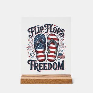 Flip Flops Freedom Patriotic Summer Shirt Design_1 Acrylic Sign