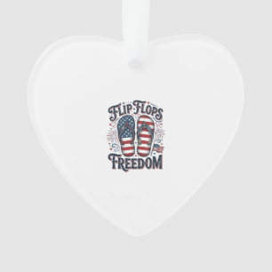 Flip Flops Freedom Patriotic Summer Shirt Design_1 Ornament