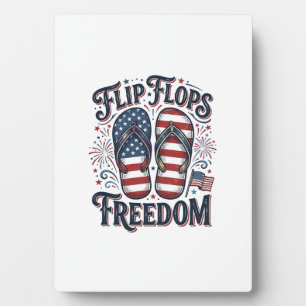 Flip Flops Freedom Patriotic Summer Shirt Design_1 Plaque