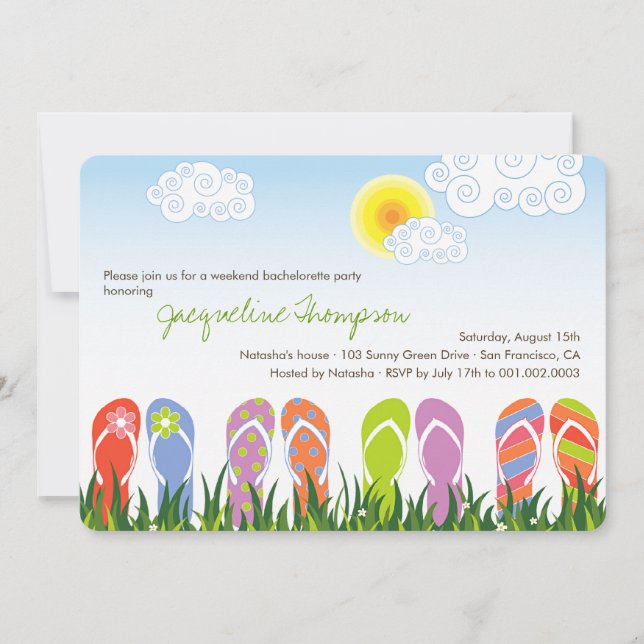 Flip Flops Fun In The Sun Cute Bachelorette Party Invitation (Front)