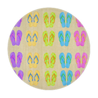 Flip Flops Glass Cutting Board Round (12")