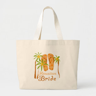 Flip Flops Hawaiian Bride Large Tote Bag