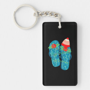 Flip Flops Hawaiian Xmas Summer Vacation Key Ring