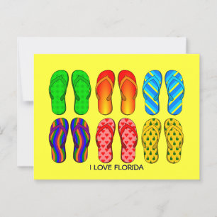 Flip Flops, "I Love Florida" colourful Postcard