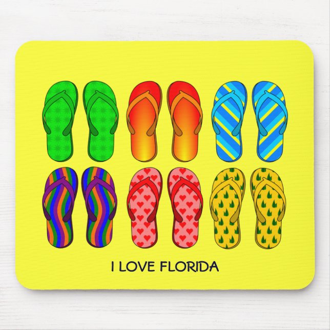 Flip Flops, "I Love Florida" Mouse Pad (Front)