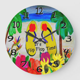 Flip flops island time wall clock. large clock