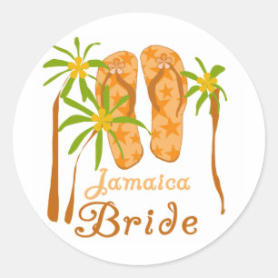 Flip Flops Jamaica Bride Classic Round Sticker