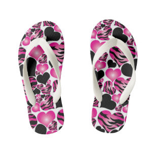 Flip Flops, Kids/Hearts and Zebra Print Kid's Jandals