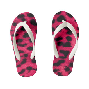 Flip Flops, Kids/Hot Pink Leopard Print Kid's Jandals