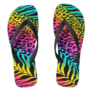 Flip Flops/Multicolored Animal Print Jandals