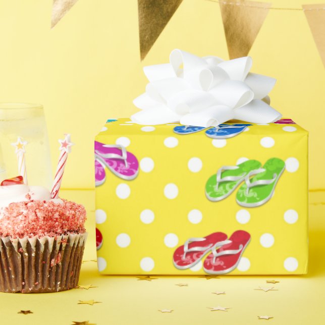 Flip-flops on Polka Dots Wrapping Paper (Birthday Party)